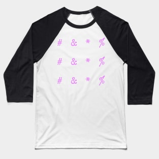 Pink Typewriter Symbols Baseball T-Shirt